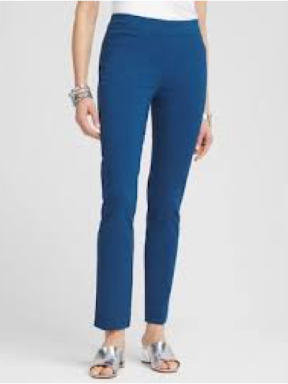 NEW Chico’s $89 Brigitte Pull-On Slimming Ankle Pants blue 2.5 14 work wear